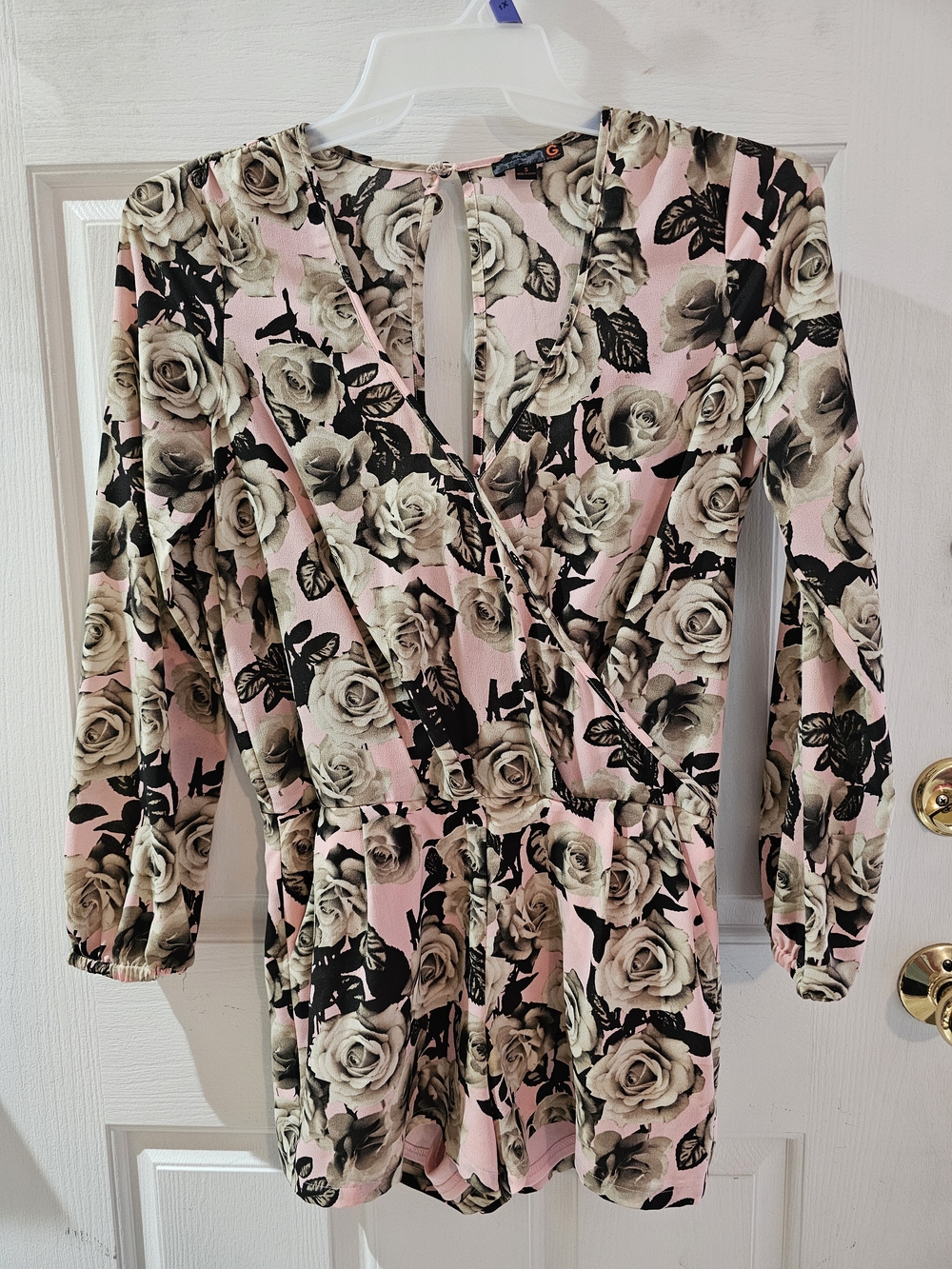 Guess Pink Floral Long-Sleeve  Romper